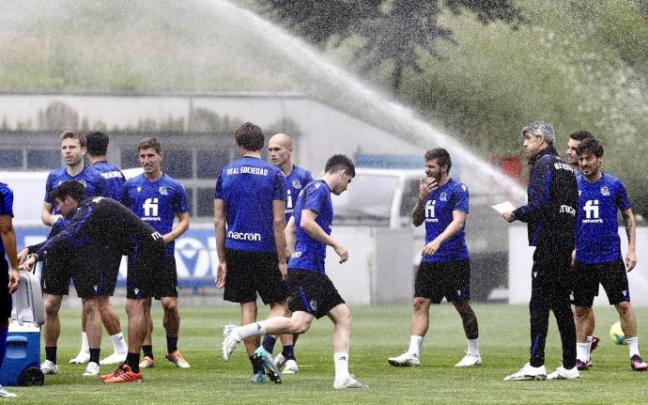 Imagen del entrenamiento del pasado viernes en Zubieta. Imagen del entrenamiento del pasado viernes en Zubieta.