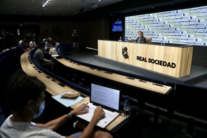 Rueda de prensa del presidente de la Real, Jokin Aperribay.