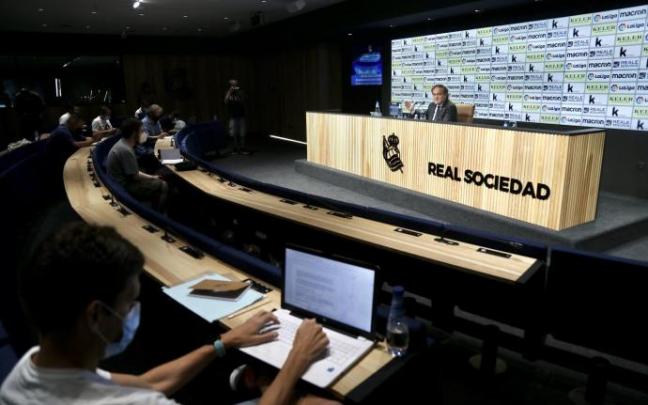 Rueda de prensa del presidente de la Real, Jokin Aperribay.