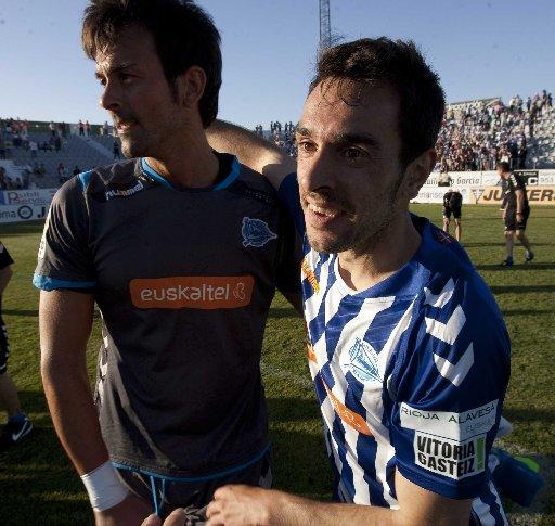 Guzmán Casaseca e Iván Crespo tras el partido frente al Real Jaén.