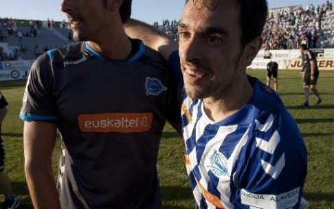 Guzmán Casaseca e Iván Crespo tras el partido frente al Real Jaén.