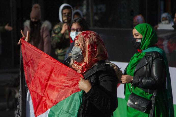 Manifestación convocada por el movimiento Sahara Euskadi para pedir que se celebre un referéndum de autodeterminación en los territorios saharauis ocupados por Marruecos.