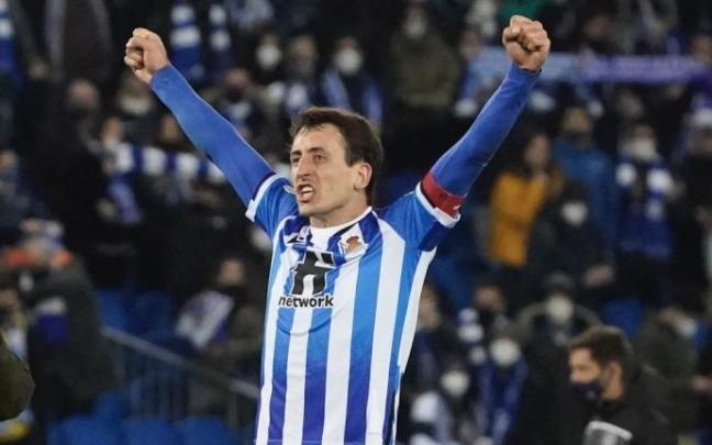Mikel Oyarzabal celebra la victoria ante el Atlético de Madrid del pasado miércoles. Mikel Oyarzabal celebra la victoria ante el Atlético de Madrid del pasado miércoles.
