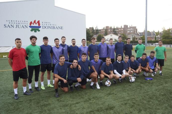 La plantilla del San Juan, en un entrenamiento de esta semana