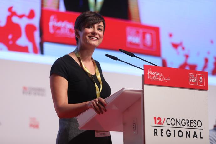 La ministra de Política Territorial y portavoz del Gobierno, Isabel Rodríguez, en el Congreso del PSOE de Castilla-La Mancha.