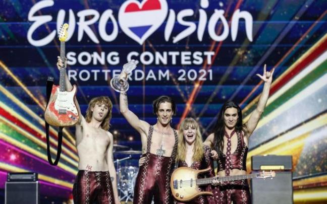La banda de rock Maneskin otorga a Italia su tercer triunfo en Eurovisión La banda de rock Maneskin otorga a Italia su tercer triunfo en Eurovisión