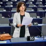 La eurodiputada del PNV Izaskun Bilbao, durante una intervención en la Eurocámara