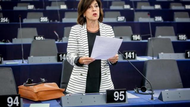 La eurodiputada del PNV Izaskun Bilbao, durante una intervención en la Eurocámara
