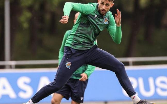 Adnan Januzaj, en un entrenamiento de la Real Sociedad