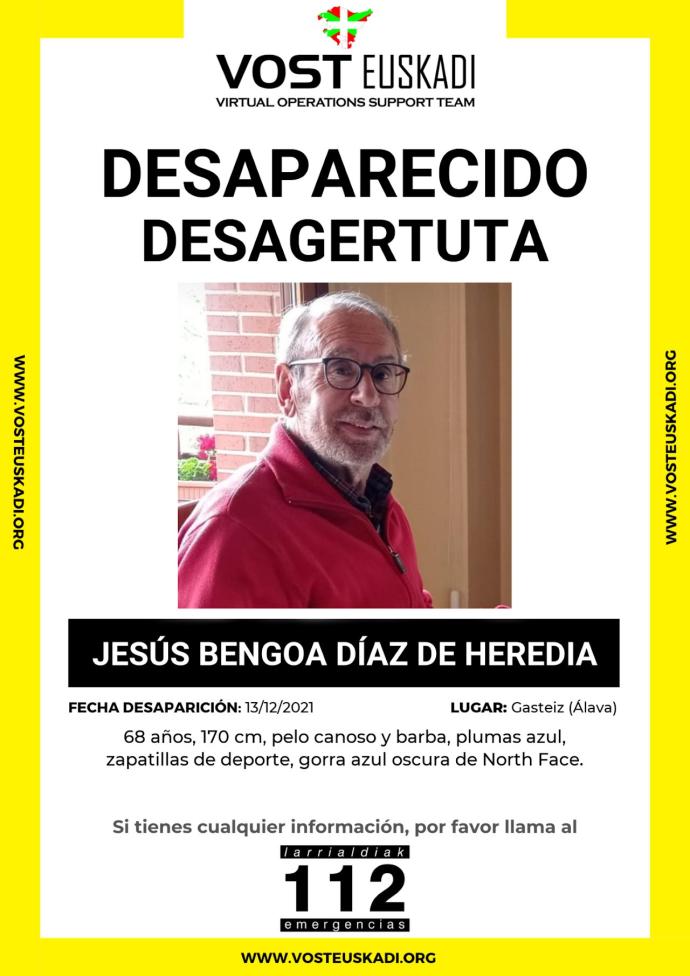 Jesús Bengoa sigue desaparecido.