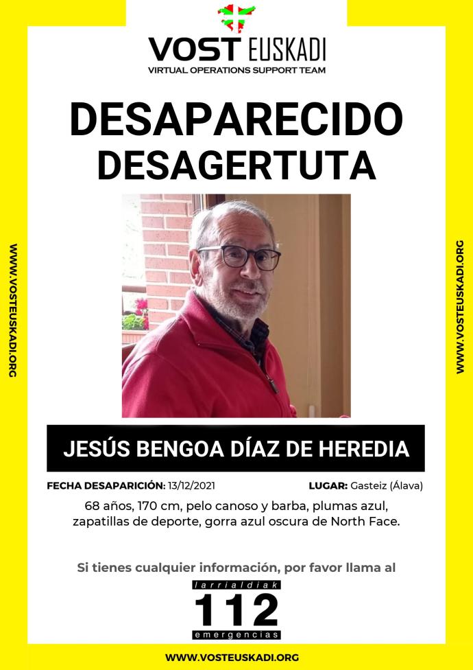 Cartel con la descripción de Jesús Bengoa.