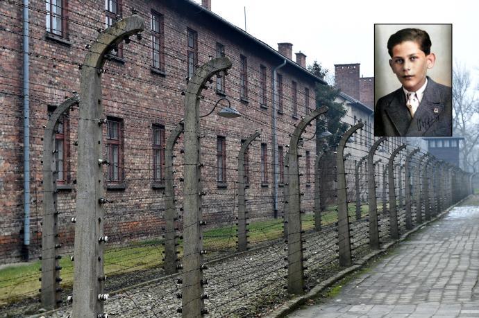 Uno de los barracones de Auschwitz y arriba a la derecha, Jirí Popper.