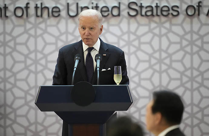Joe Biden interviene en un acto en Seúl.