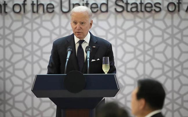 Joe Biden interviene en un acto en Seúl.