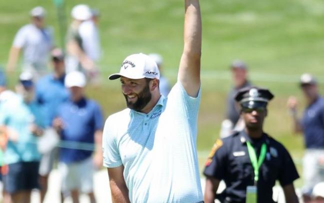 Jon Rahm, durante las rondas de prácticas del US Open.