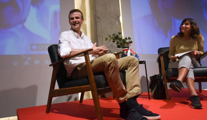 Jon Uriarte, precandidato del Athletic, durante el acto de ayer miércoles en Olabeaga.