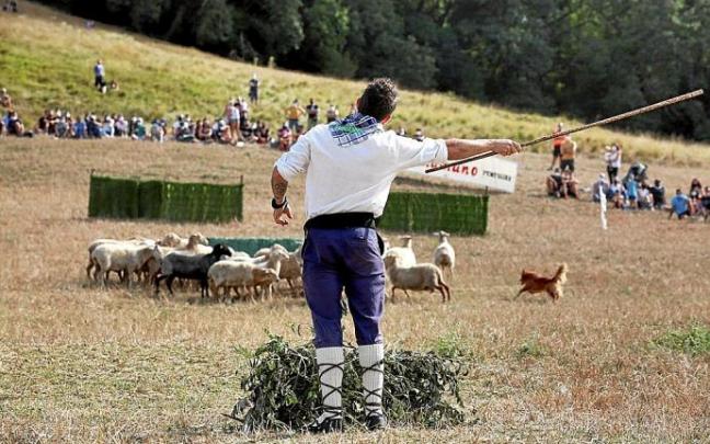 El subcampeón Aritz Ganboa guiando a su perro Txistu. Foto: Javier Bergasa