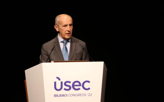 Josu Erkoreka en el acto de inauguración del congreso sobre seguridad y emergencias USEC Bilbao 2022.