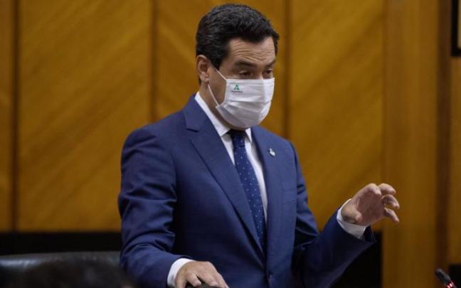 El presidente de la Junta y líder del PP andaluz, Juanma Moreno Bonilla, en el Parlamento.