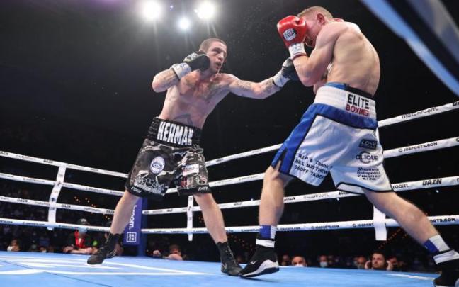 Imagen del último combate de Kerman Lejarraga, disputado en el Bilbao Arena frente a Jack Flatley. Imagen del último combate de Kerman Lejarraga, disputado en el Bilbao Arena frente a Jack Flatley.