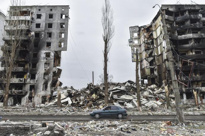 Edificio destruido por las bombas de Rusia