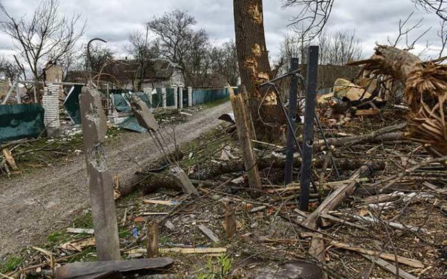 Edificios destruidos cerca de Kiev.