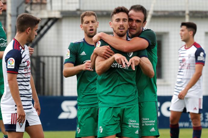 Kike Barja celebra su gol contra el Mirandés.