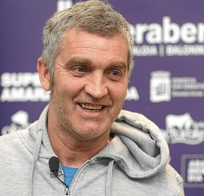 Imanol Álvarez, atzo Gasca kiroldegian egindako agerraldian.