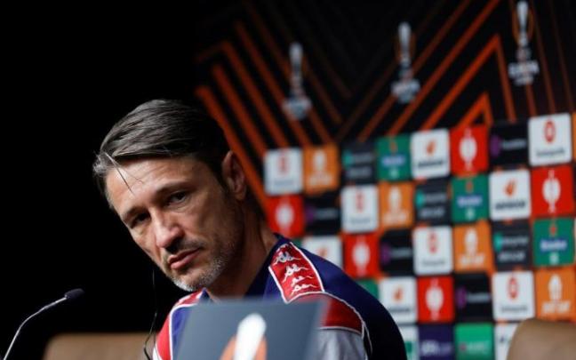 Kovac, en la rueda de prensa que ha ofrecido en el estadio de Anoeta.