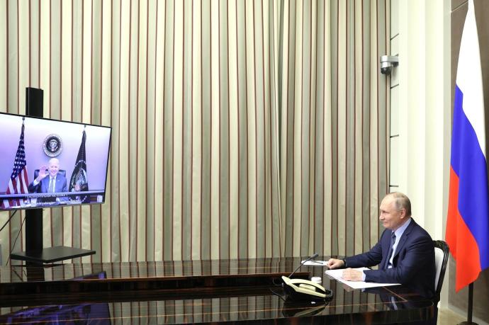 Putin, en su última cumbre virtual con Biden.
