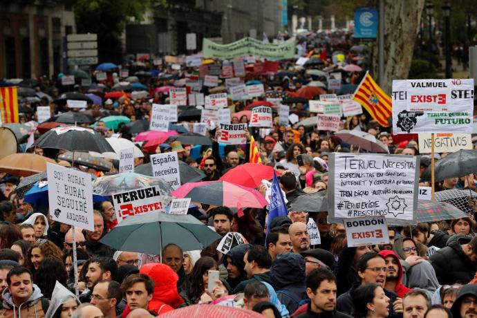 Manifestación liderada por Teruel Existe y Soria ¡Ya! para frenar la despoblación.