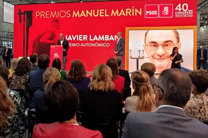 Javier Lambán durante su intervención en el Congreso Federal del PSOE