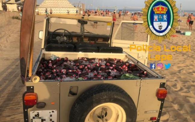 El todoterreno, con los botellines de cerveza.