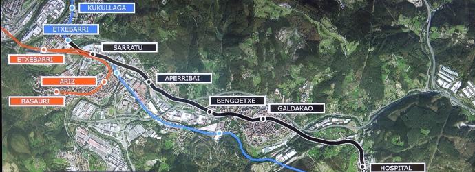 Las cinco nuevas estaciones del metro de la línea 5 se conectarán con las líneas 1, 2 y 3 en Sarratu.