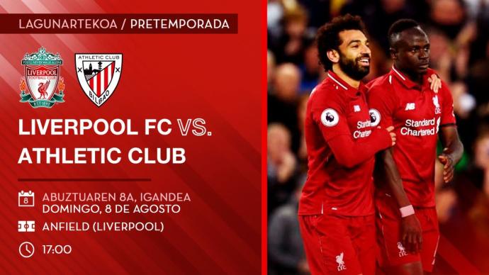 El Athletic se enfrentará al Liverpool en Anfield el 8 de agosto