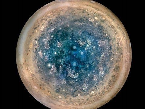 Una imagen de la vista de Júpiter durante una lluvia de diamantes