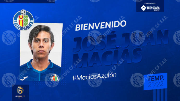 Cartel de bienvenida del Getafe al mexicano José Juan Macías