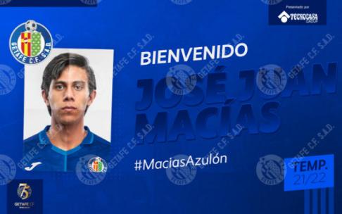 Cartel de bienvenida del Getafe al mexicano José Juan Macías