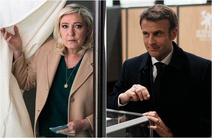 Le Pen y Macron acuden a votar en la primera vuelta de los comicios.