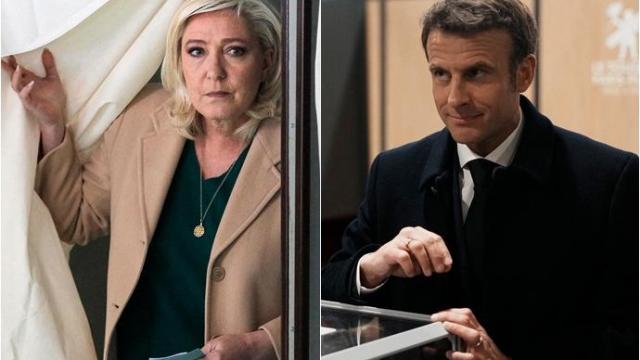 Le Pen y Macron acuden a votar en la primera vuelta de los comicios.