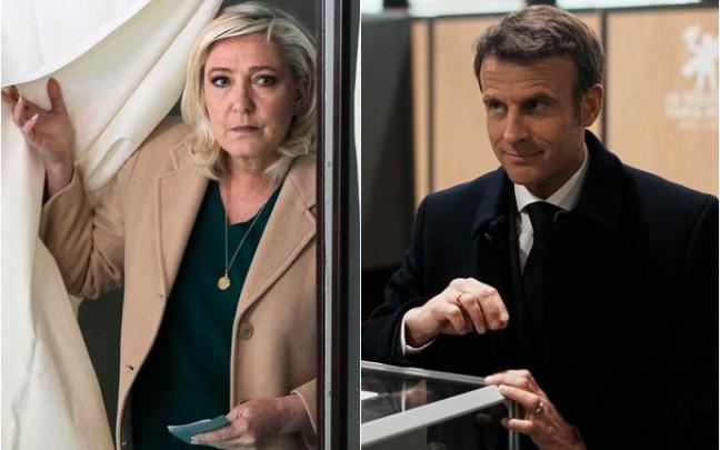 Le Pen y Macron acuden a votar en la primera vuelta de los comicios.