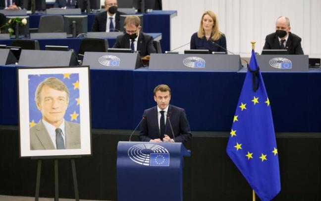 Emmanuel Macron durante su intervención ante el pleno del Parlamento europeo Emmanuel Macron durante su intervención ante el pleno del Parlamento europeo