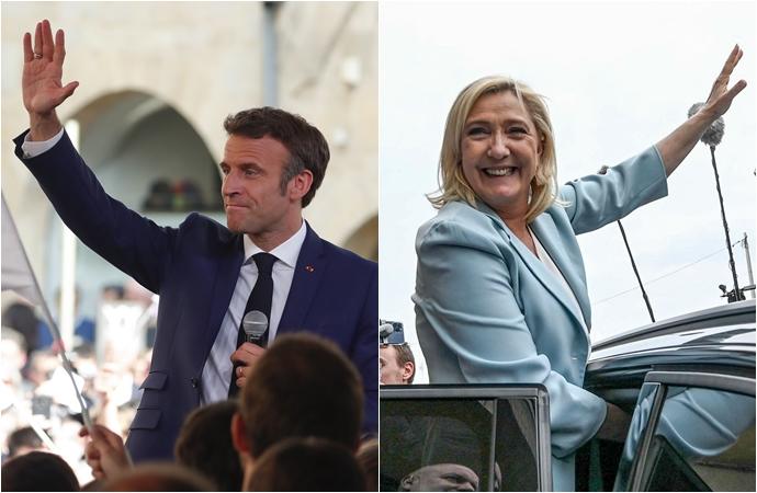 Macron y Le Pen este viernes en sus últimos actos de campaña.