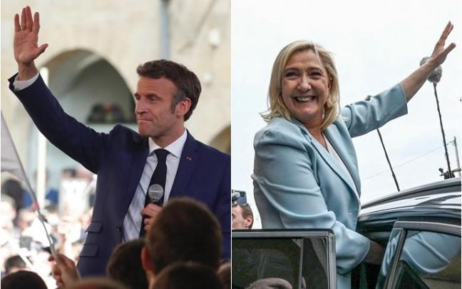 Macron y Le Pen este viernes en sus últimos actos de campaña. Macron y Le Pen este viernes en sus últimos actos de campaña.