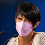 La portavoz de EH Bildu, ayer jueves en rueda de prensa en el Parlamento Vasco.