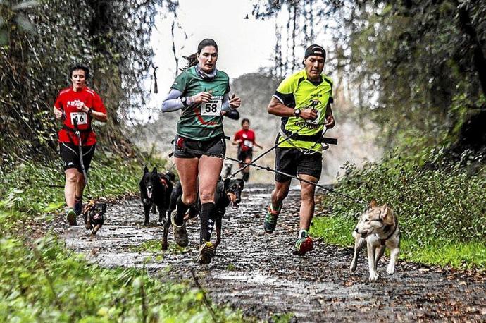 Varios participantes en el Canicross de Zumaia. Foto: Leire Zearreta