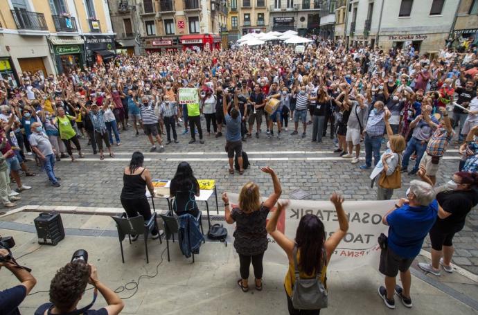 Manifestación contra la zona azul, el pasado jueves en la plaza del Ayuntamiento.