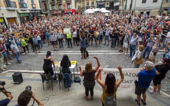 Manifestación contra la zona azul, el pasado jueves en la plaza del Ayuntamiento.