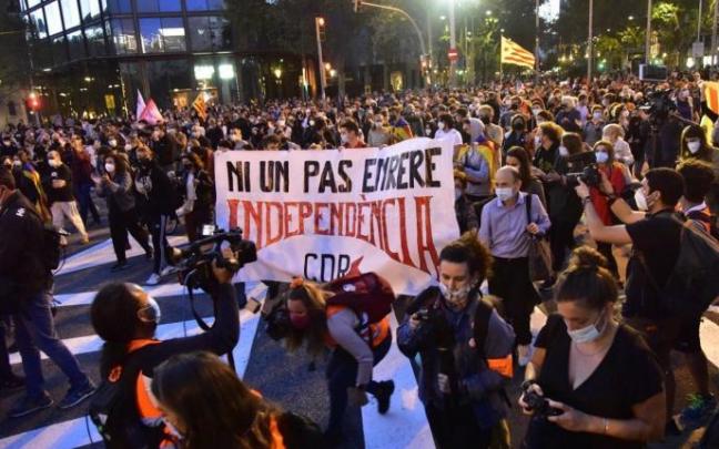 Imagen de una manifestación de los CDR en Barcelona. Imagen de una manifestación de los CDR en Barcelona.