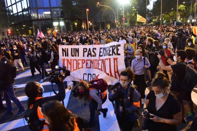 Imagen de una manifestación de los CDR en Barcelona.